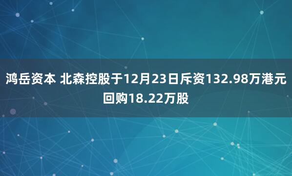 鸿岳资本 北森控股于12月23日斥资132.98万港元回购18.22万股