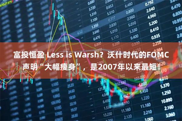 富投恒盈 Less is Warsh？沃什时代的FOMC声明“大幅瘦身”，是2007年以来最短！